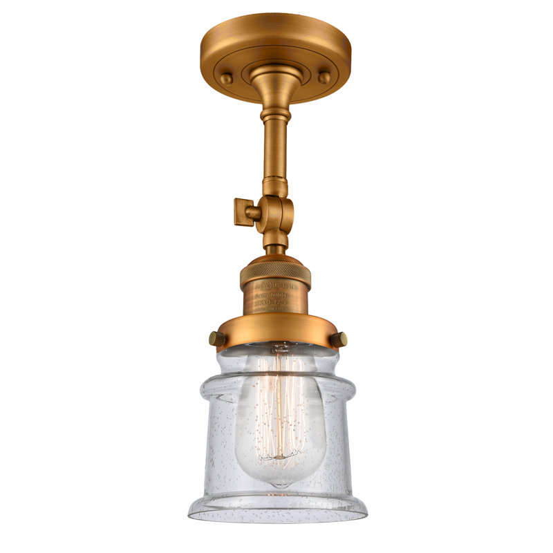 Alexandira Glass Semi Flush Mount, Seedy, No Bulb Included, Brushed Brass
