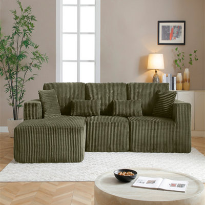 107.5 Inch Rabbit Hair Modular Cloud Combination Sofa Sofa - L-Shaped Living Room Sofa With Recliner, Mdoren Minimalist Sleeper Sofa, Deep Seat, No Need To Assemble