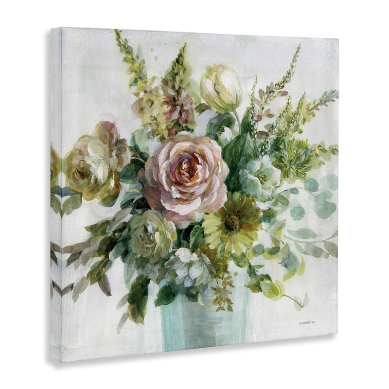 «Sage & Peach Flowers» par Danhui Nai, H 17 po x l 17 po