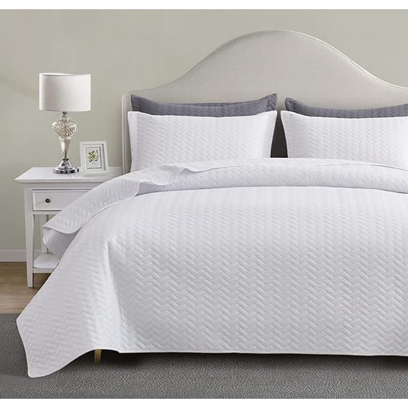 Ensemble de courtepointe surdimensionnés, couvre-lit léger blanc de 128 po x 120 po pour ensemble de literie édredon toutes saisons - ensembles de couvre-lit