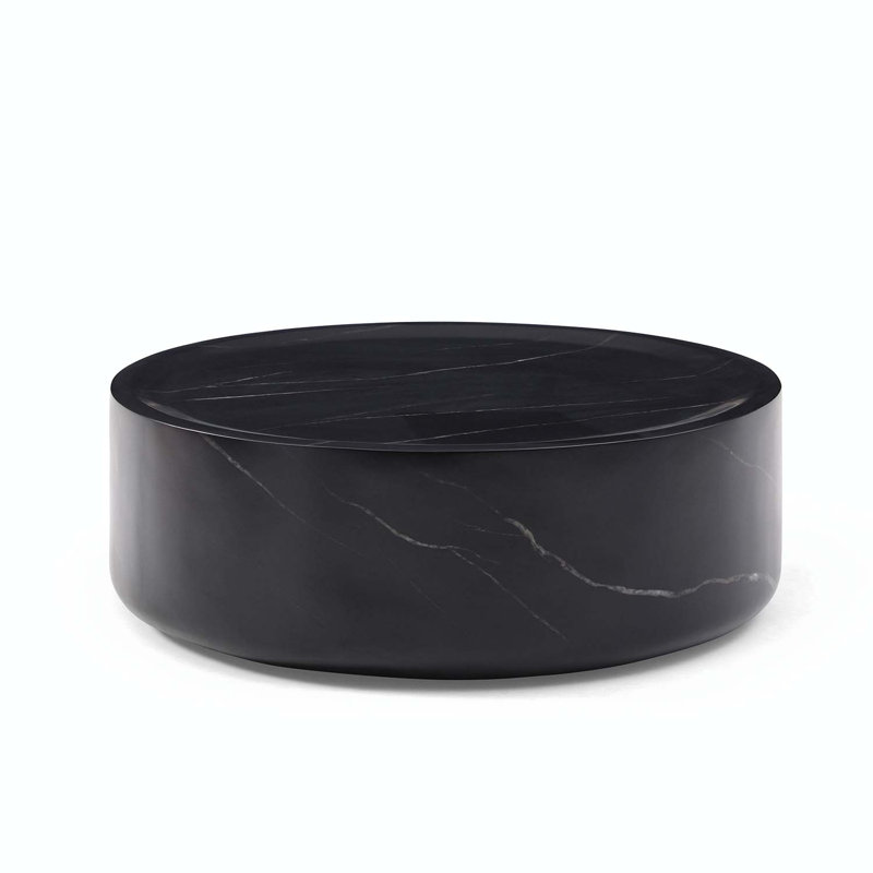Coffee Table,Cocktail table,Living room table with Round top, 11.81" H x 35.43" L x 35.43" W, Black Marble