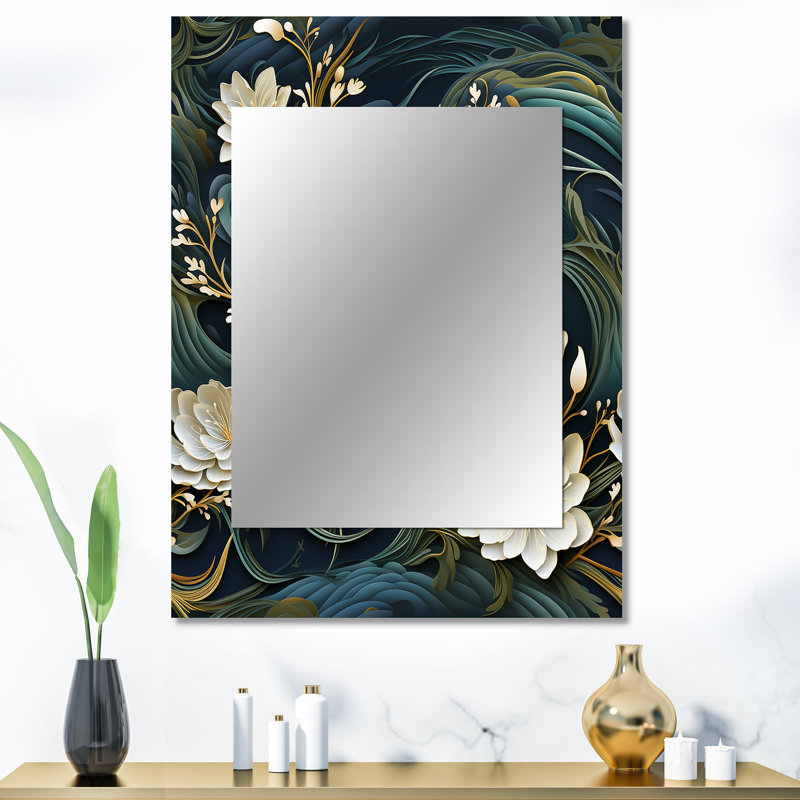 Bessellieu Graceful Floral Essence Of Zen - miroir décoratif floral, miroir mural floral, impression d'art en métal
