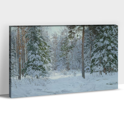 Grandes photos hivernales murales - paysage de neige, scène d'hiver, art mural sur toile pour le salon, forêt de pins d'hiver au pays des merveilles, impression sur toile encadrée 28 po x 40 po