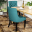 2 chaises de salle à manger - Style contemporain, surpiqûres en losange, accoudoirs inclinés, revêtement, pieds en bois, bleu sarcelle. 2 chaises au design contemporain avec dossier, revêtement en tissu, coloris uni.
