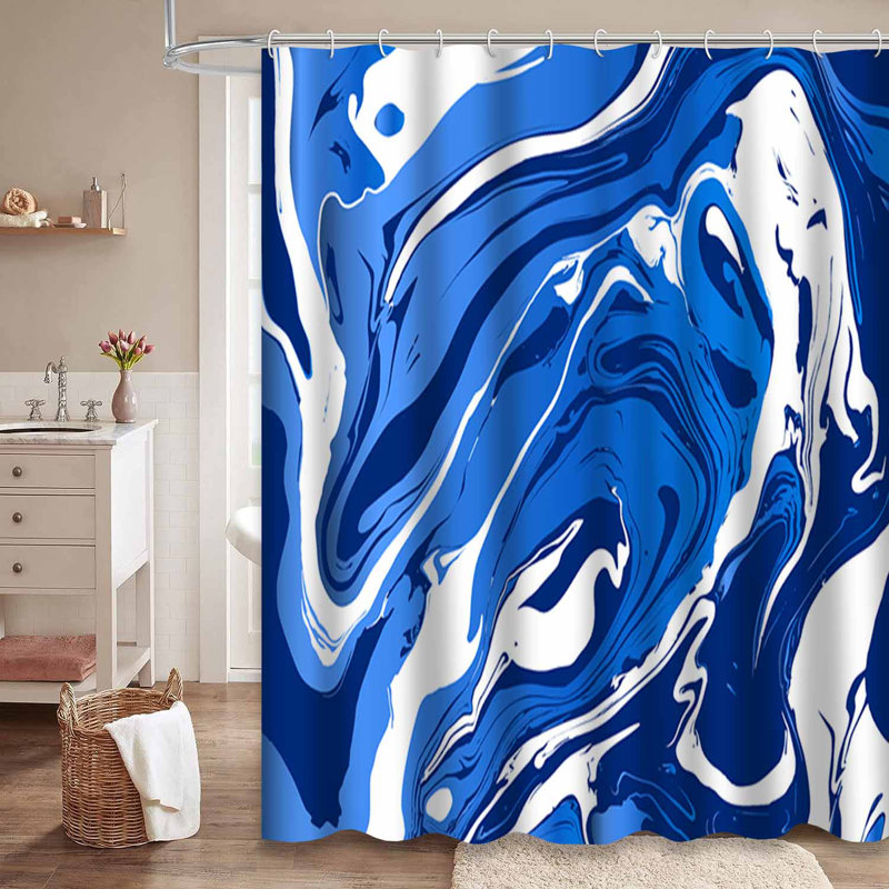 Rideau de douche bleu à 12 crochets, L 72 po x l 78 po