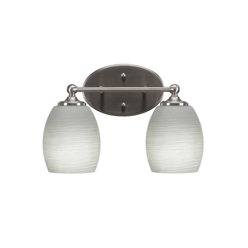 Barre d'éclairage de salle de bain Sadea avec verre en lin blanc de 5 po, 2, Nickel brossé
