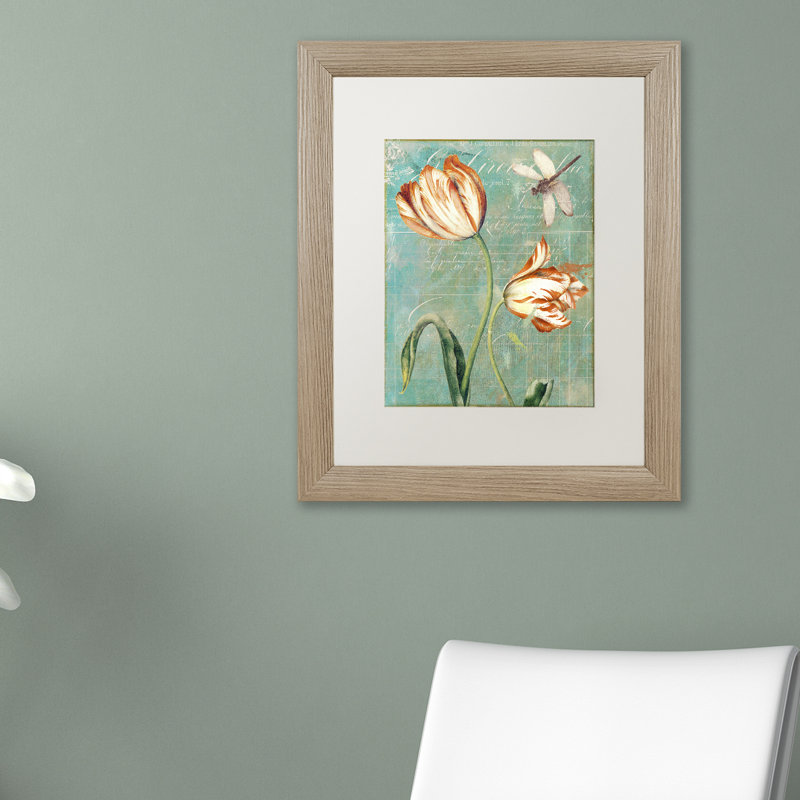 "tulipes ablaze i" par, impression encadrée Jadaya, H 14 po x l 11 po, Toile avec cadre brun, Blanc