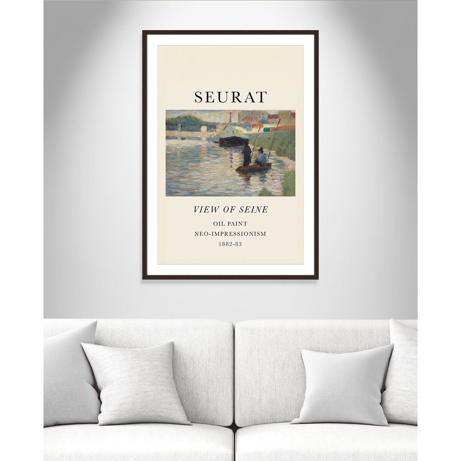 View Of Seine by Georges Seurat, Yes, 41.5" H x 29.5" W x 1.25" D, Walnut Single Picture Frame