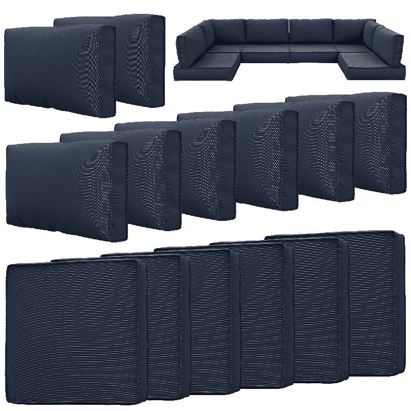 Housse de coussin pour groupe de sièges d'extérieur 14 po 14 pièces, 14 pièces seulement, Marine