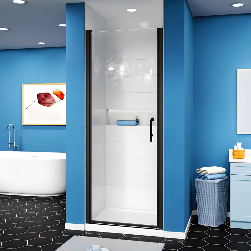28-29.9 in. W x 72 in. H Pivot Swing Frameless Shower Door with Clear SGCC Tempered Glass, Brushed Nickel
