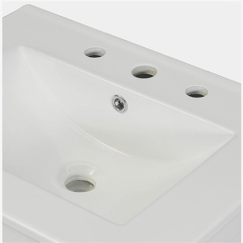 Ensemble de meuble-lavabo 24 po avec lavabo en céramique, meuble-lavabo compact de luxe - l 24 po x P 18 po x H 34 po, 2 portes à fermeture en douceur
