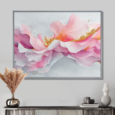 «Fluid Foundations Of Rosa Marble III», art abstrait sur toile marbrée