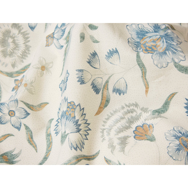 Viola Organic Print Duvet Cover, Queen Duvet Cover, Undyed W/Cerulean