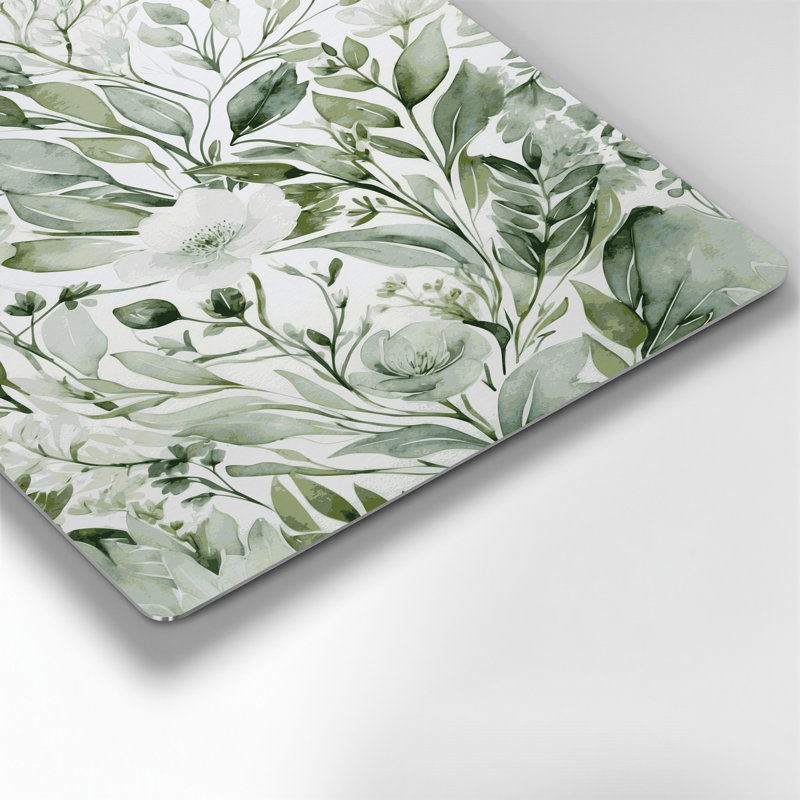Aquarelle, art floral vert 95, H 36 po x l 24 po