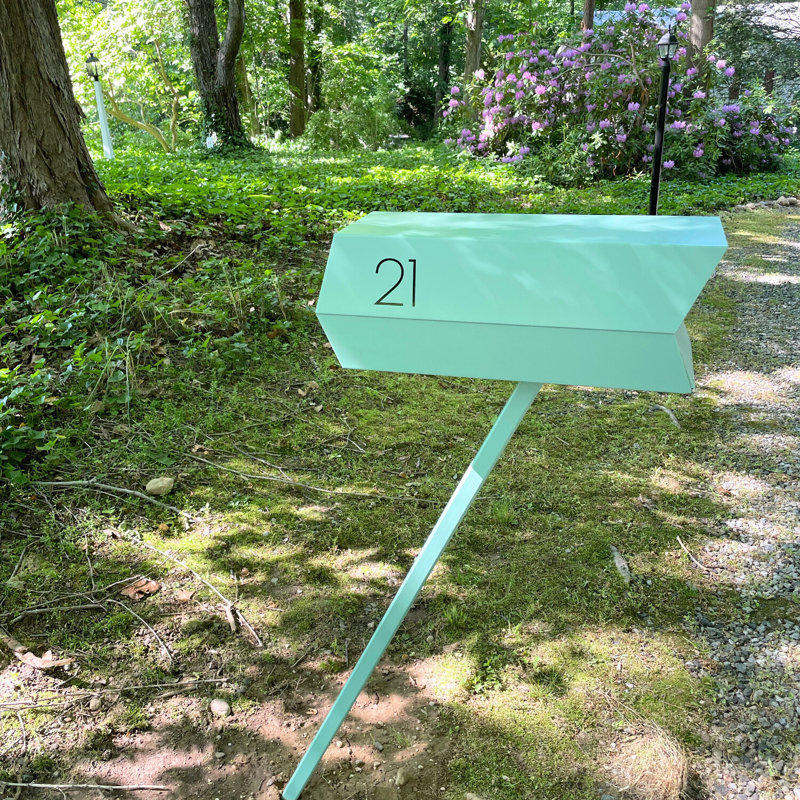 Satin Mint Green Mid-Century Modern Steel Mailbox