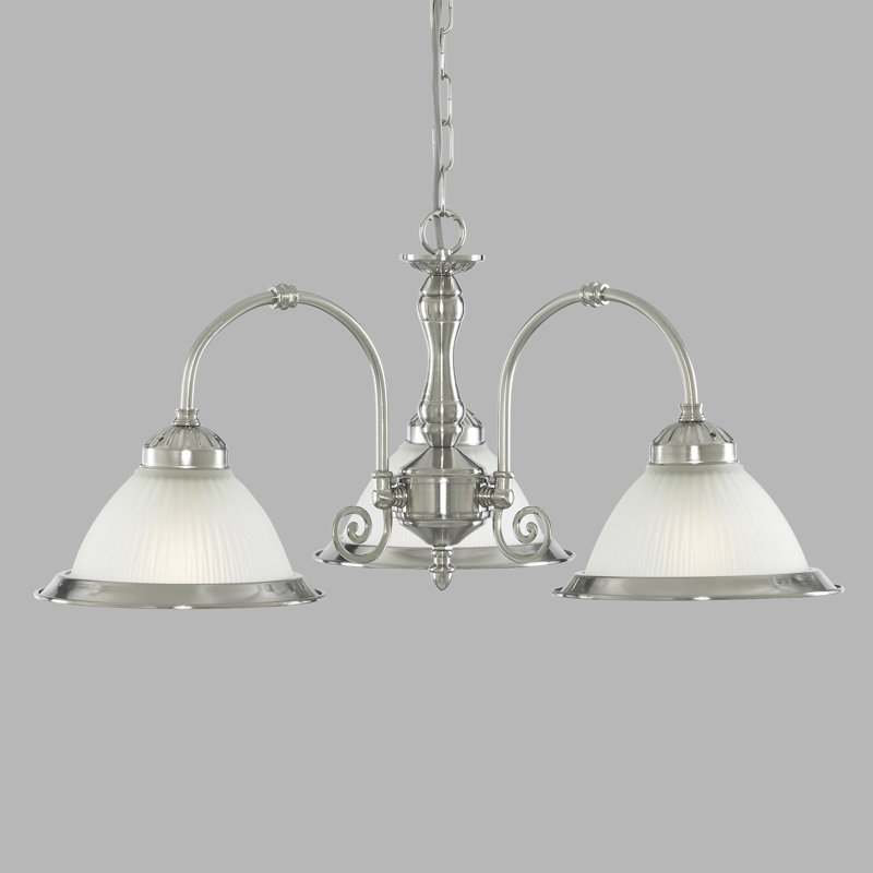 Arnott 3 - Light Shaded Chandelier, Plated Satin Silver