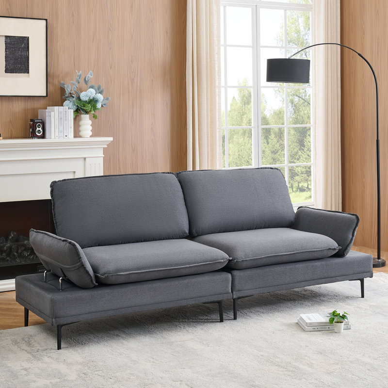 Canapé Allshouse gris foncé pour différents espaces - 3 sièges, teinture, facile à assembler, revêtement en velours, rembourrage en éponge, bois massif et revêtement de construction en panneau artificiel,