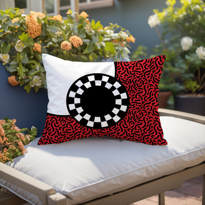 Coussin lombaire réversible Vibra Abstract, Rectangle H 18 po x l 25 po, Rouge