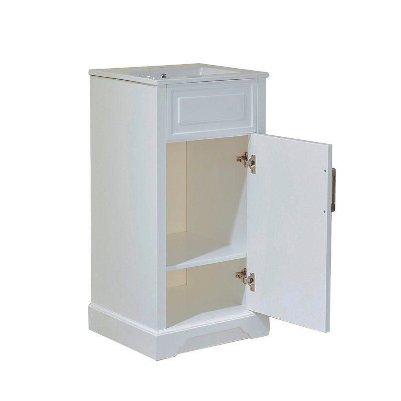Meuble-lavabo simple autoportant de 18 po avec plateau entièrement assemblé, Blanc