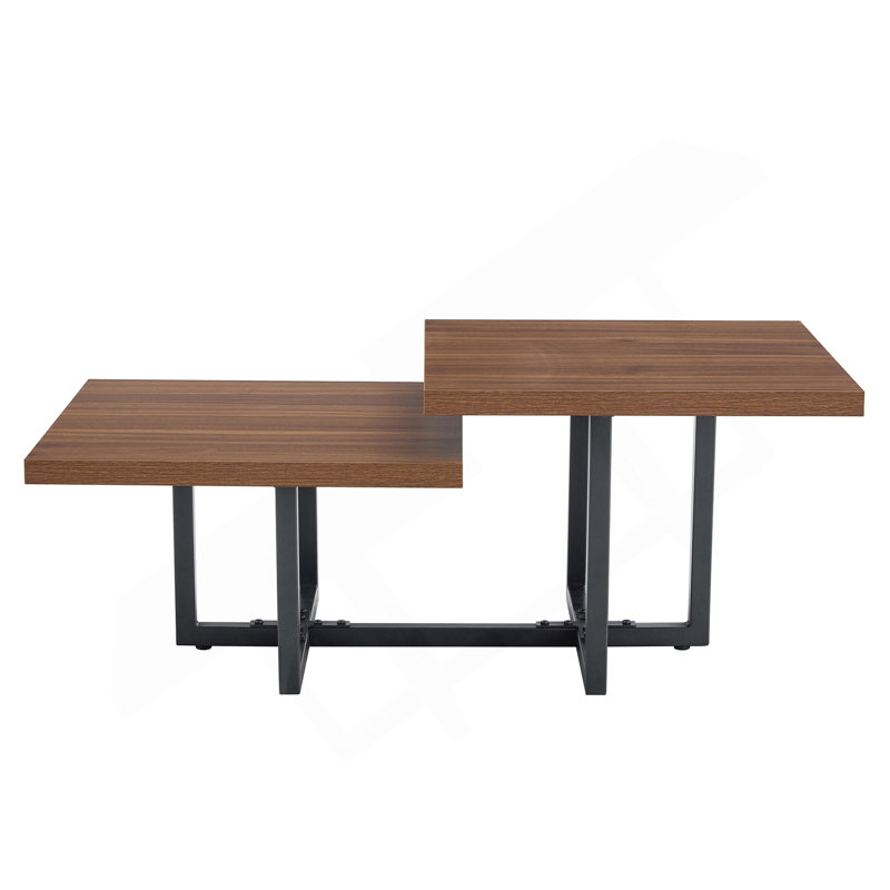 Table basse à deux niveaux en noyer foncé qui s'intègre parfaitement aux styles moderne et scandinave