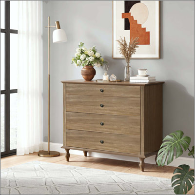 Large 4-Drawer Chest with Antique Design and Anti-Tip Kit