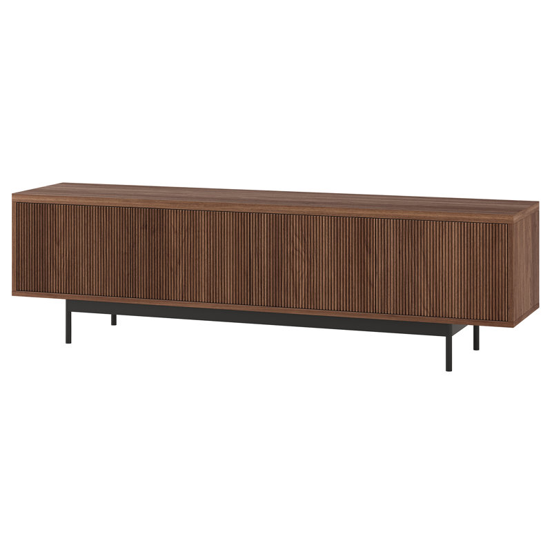 70" TV Stand for TVs up to 75" with Fluted Doors, Storage & Cable Management — Satin Walnut Mid-Century Modern Media Console for Living Room | Whitman