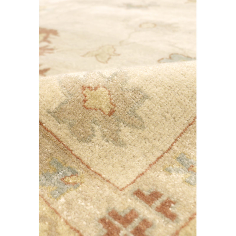 Elegant Ivory Floral Hand-Knotted Wool Rug - 12' 1" x 17' 2"