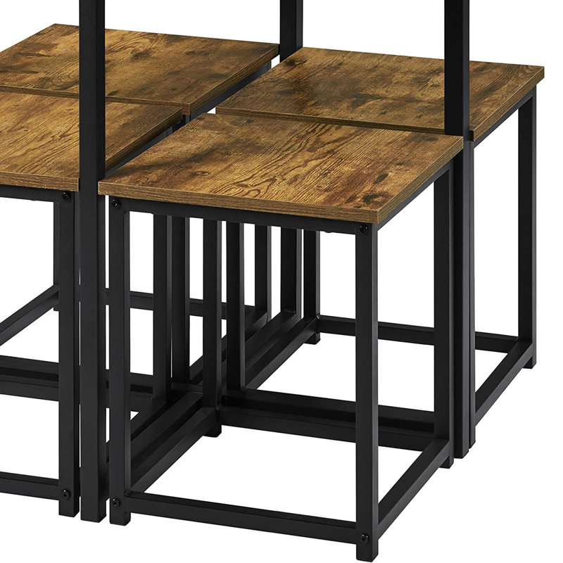 4 - Person Trestle Dining Set, Brown/Black, Brown