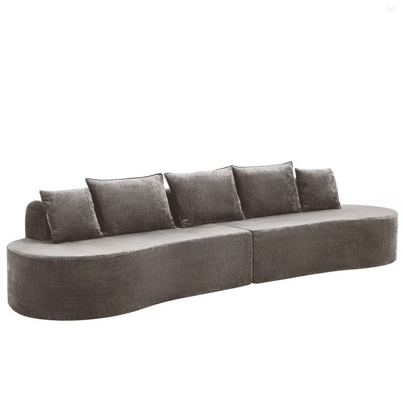 Canapé d'angle modulaire incurvé moderne de 352 cm (138,6 po) avec mousse haute densité entièrement compressée, entièrement assemblé, orientation gauche/droite, pour salon ou séjour.