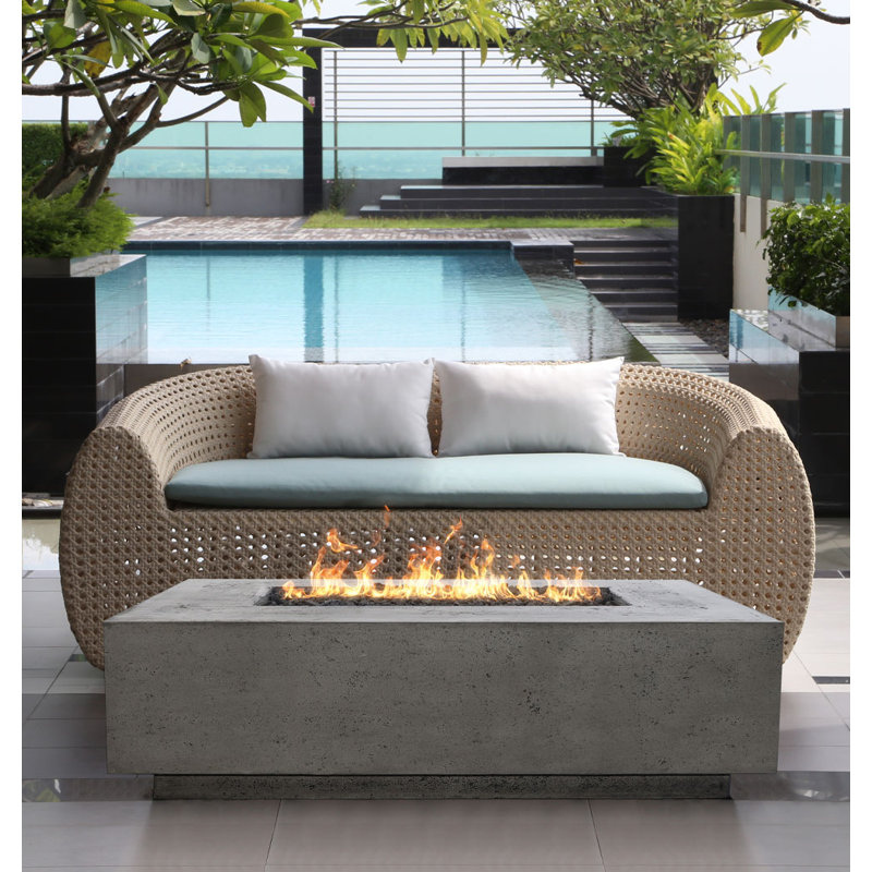 Rectangle Concrete Smokeless Fire Pit Table