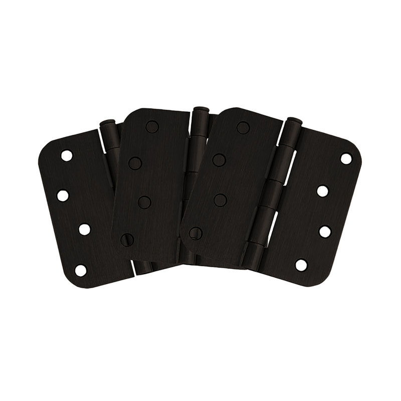 Door Hinge 4-Inch, 5/8-inch Radius, 3-Pack, Oil Rubbed Bronze