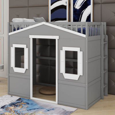 Twin House Loft Bed With Ladder
