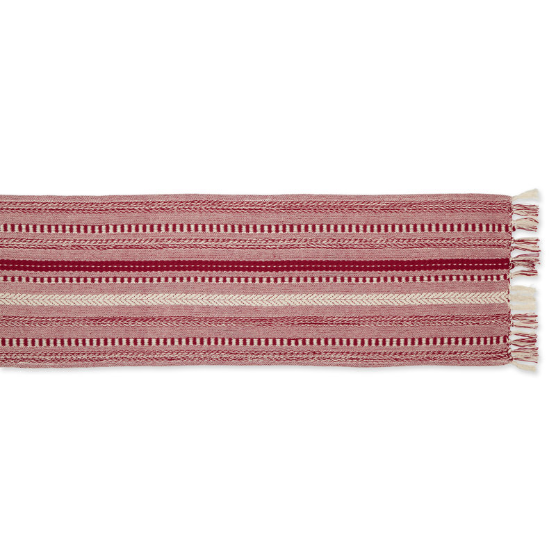 Elco Striped Table Runner, 15'' x 72'', Barn Red