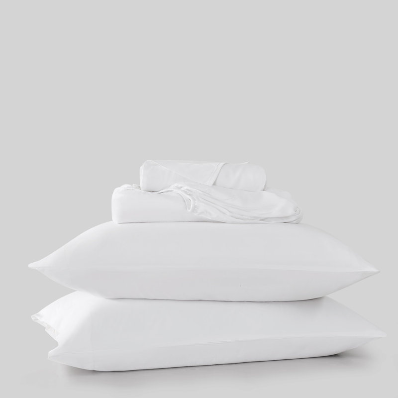Frye 300 Thread Count Bamboo Sheet Set, Queen Sheet Set, White