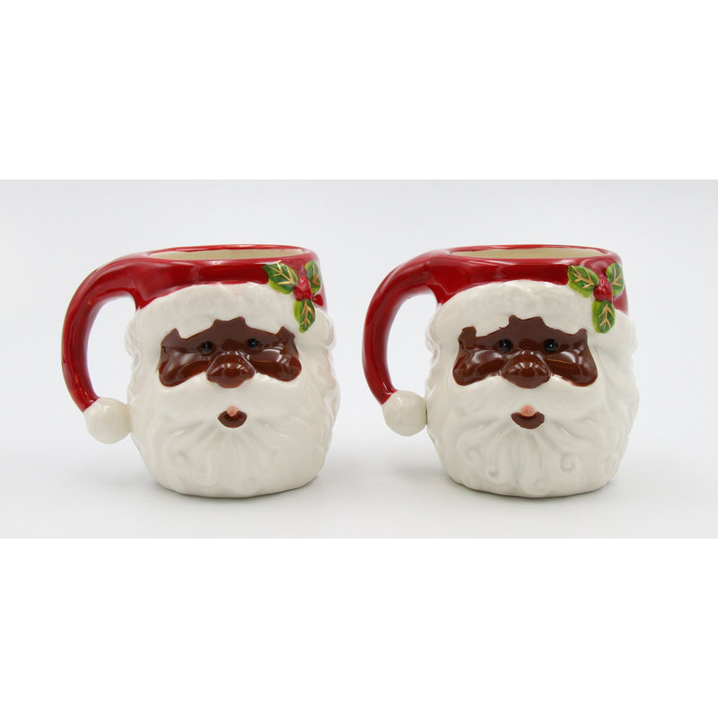 African American Santa Coffee Mug 3 7/8"H