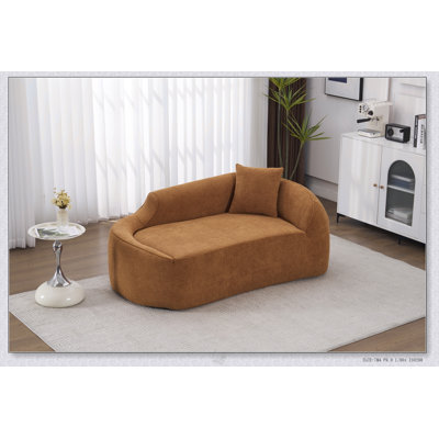 Compression Curved Chaise Longue Chair Indoor, Modern Chenille Loveseat Couch With Deep Seat Sofa Bed And Pillow, Ideal For Living Room, Bedroom, Apartment