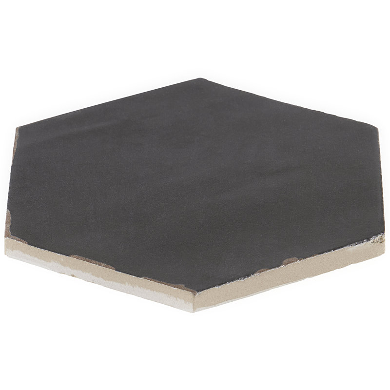 Palo Alto Hex 6" Hexagon Handmade Look Porcelain Floor and Wall Tile (5.38 Sq. Ft. / Case), Black