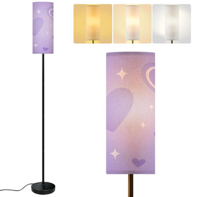  68.5" Standing Floor Lamp abstract purple lavender lilac color shade soft gradient Dimmable Metal Pole Lamp with Linen Lampshade LED Bulb Included