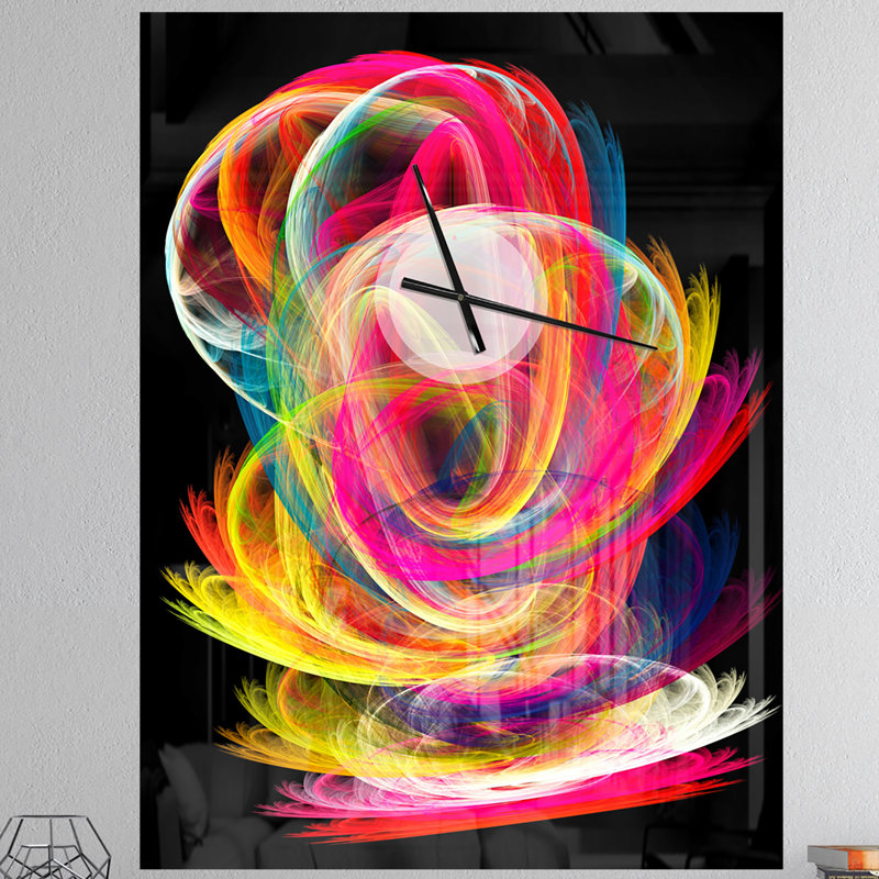 Colorful Thick Strokes - Horloge murale moderne, Très grand, Noir et multicolore