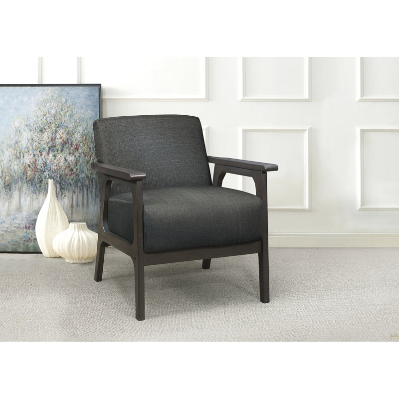 Chaise d'appoint rembourrée en tissu gris foncé 1pc, Gris foncé