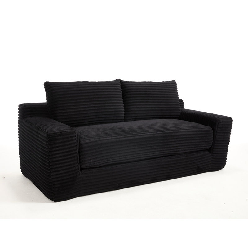 Canapé à compression en L à mémoire de forme pour salon - sans assemblage, convertible 2 en 1, Noir