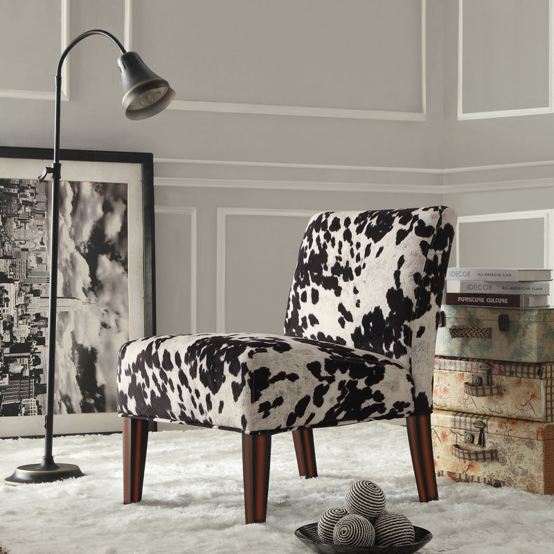 Fauteuil de chambre large 22,75 po Abasi, Cuir de vache noir