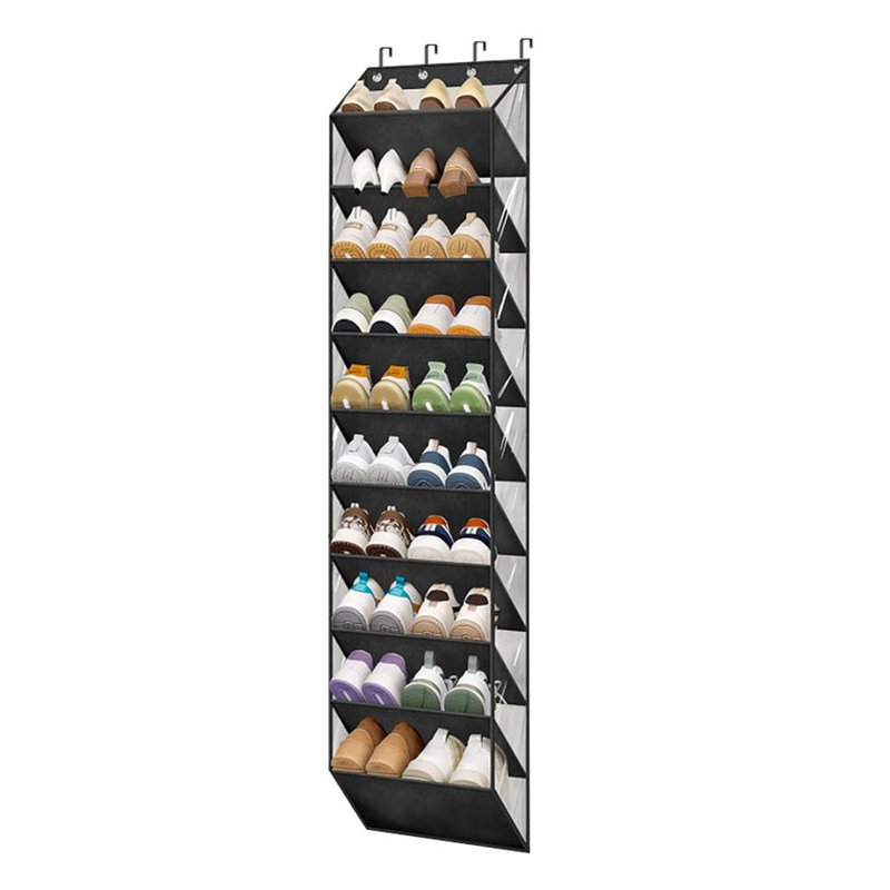 Sac de rangement pour chaussures 10 couches, range-chaussures transparent au-dessus de la porte, grandes poches profondes, étagère à chaussures suspendue, pour porte de placard