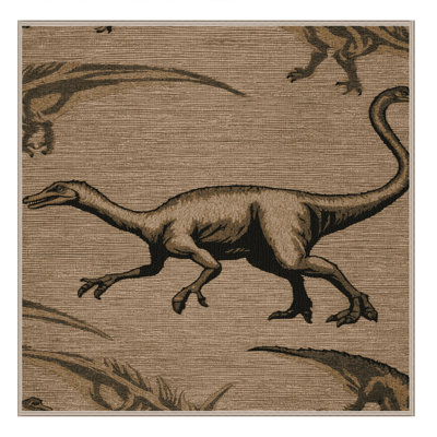 Tapis beige dinosaures lavable à la machine