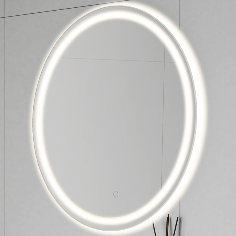 Dane 32 in. W x 32 in. H Small Round Frameless Dimmable Anti-Fog Front and Backlit Tri-Color LED Wall Bathroom Vanity Mirror