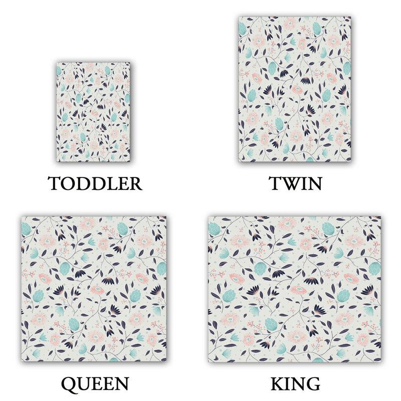Polyester Floral Duvet Cover, 1 Queen Duvet Cover + 2 Standard Shams