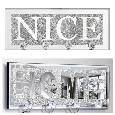 Ensemble de crochets porte-clés en verre miroir HOME & NICE