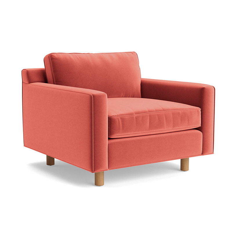 Hunter Upholstered Armchair, Performance Velvet - Sienna, Natural