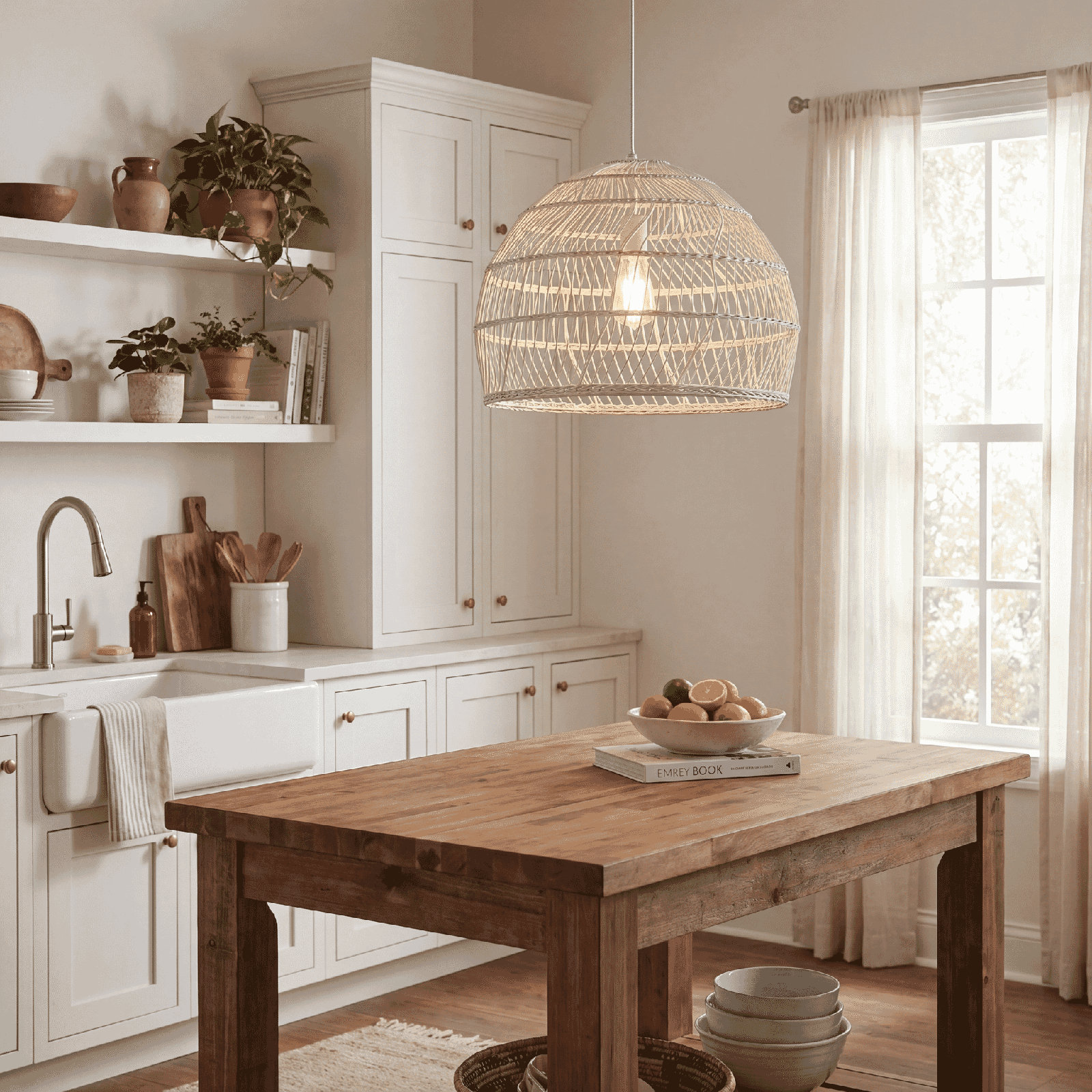 Grenache Dimmable Single Light Pendant,  White