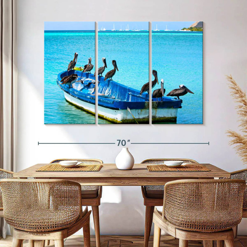 Brampt Pelicans On A Boat, 42" H x 65" W